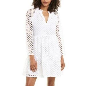 NWT J. Crew Rebecca Dress in Eyelet White, size medium, pockets, lined